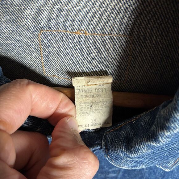 1971-1981 Levi’s Type 3 Little E Trucker's Jean Jacket 38 US Made 70505-0217 - Picture 4 of 11